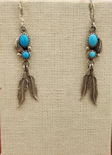 Load image into Gallery viewer, TURQUOISE EARRINGS WITH 2 FEATHERS - ANNIE SPENCER
