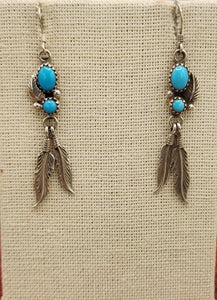 TURQUOISE EARRINGS WITH 2 FEATHERS - ANNIE SPENCER