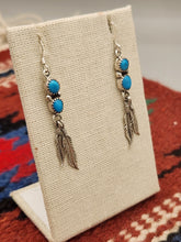 Load image into Gallery viewer, TURQUOISE EARRINGS WITH 2  FEATHERS- ANNIE SPENCER
