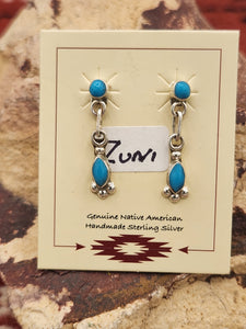 TURQUOISE INLAY EARRINGS  - ZUNI - HERBERT LASTYANO