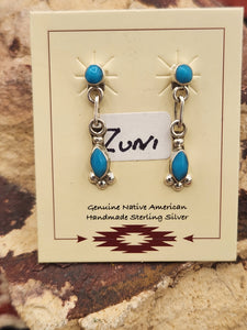 TURQUOISE INLAY EARRINGS  - ZUNI - HERBERT LASTYANO