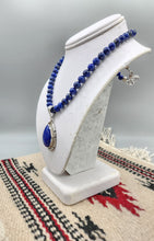 Load image into Gallery viewer, LAPIS TEARDROP PENDANT  ON 8MM BEADS - SAMUEL YELLOWHAIR
