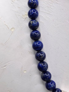 LAPIS TEARDROP PENDANT  ON 8MM BEADS - SAMUEL YELLOWHAIR