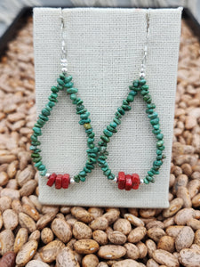TURQUOISE  & SPINY OYSTER NUGGET LOOPED EARRINGS  - LOUISE JOE