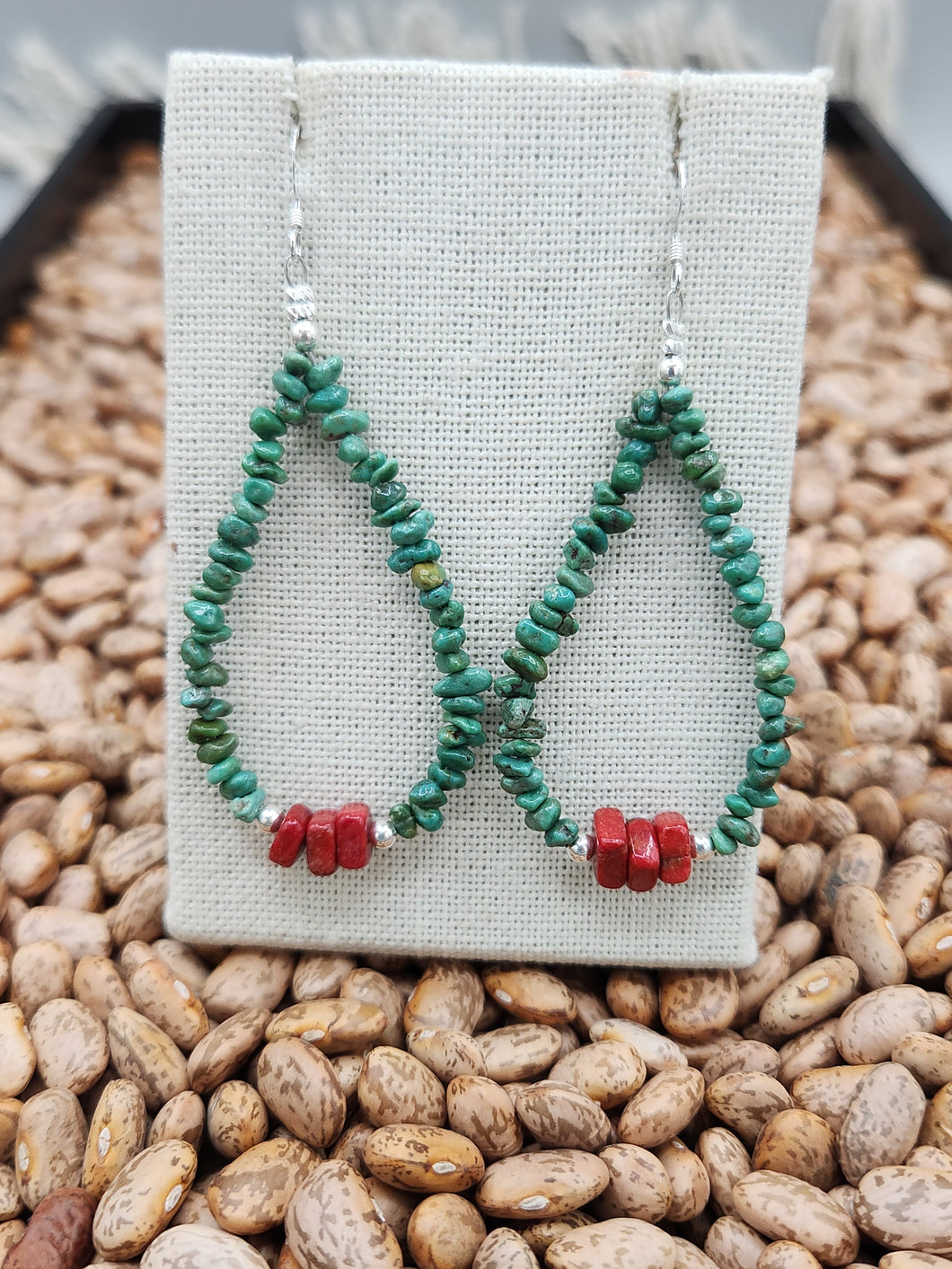 TURQUOISE  & SPINY OYSTER NUGGET LOOPED EARRINGS  - LOUISE JOE