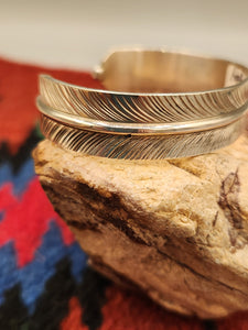 STERLING SILVER FEATHER CUFF STYLE BRACELET