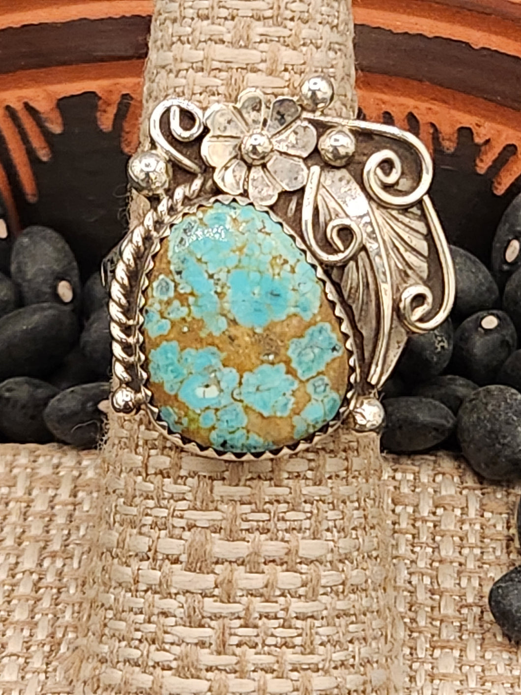 VINTAGE TURQUOISE RING - # 8 MINE - LARRY SANDAVOL