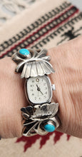Load image into Gallery viewer, TURQUOISE SANDCAST WATCH CUFF BRACELET- VINTAGE
