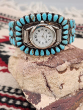 Load image into Gallery viewer, TURQUOISE CLUSTER WATCH CUFF BRACELET- ZUNI - JUDY WALLACE

