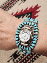 Load image into Gallery viewer, TURQUOISE CLUSTER WATCH CUFF BRACELET- ZUNI - JUDY WALLACE
