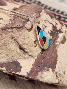 MULTI STONE INLAY PENDANT  - ZUNI - DERRICK & LORELIA CHAVEZ