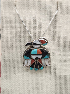 MULTI INLAY THUNDERBIRD PENDANT  - ZUNI - VINTAGE 1960'S