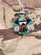 Load image into Gallery viewer, MULTI INLAY THUNDERBIRD PENDANT  - ZUNI - VINTAGE 1960&#39;S
