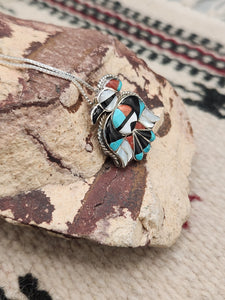 MULTI INLAY THUNDERBIRD PENDANT  - ZUNI - VINTAGE 1960'S