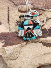 Load image into Gallery viewer, MULTI INLAY THUNDERBIRD PENDANT  - ZUNI - VINTAGE 1960&#39;S
