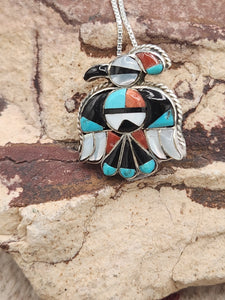 MULTI INLAY THUNDERBIRD PENDANT  - ZUNI - VINTAGE 1960'S