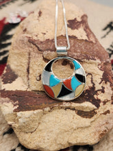 Load image into Gallery viewer, MULTI STONE INLAY CIRCLE PENDANT  - ZUNI - EMMA BOONEY
