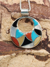 Load image into Gallery viewer, MULTI STONE INLAY CIRCLE PENDANT  - ZUNI - EMMA BOONEY
