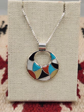 Load image into Gallery viewer, MULTI STONE INLAY CIRCLE PENDANT  - ZUNI - EMMA BOONEY
