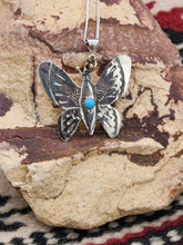 Load image into Gallery viewer, TURQUOISE BUTTERFLY PENDANT  - NAVAJO - LUCILLE PLATERO
