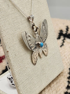 TURQUOISE BUTTERFLY PENDANT  - NAVAJO - LUCILLE PLATERO