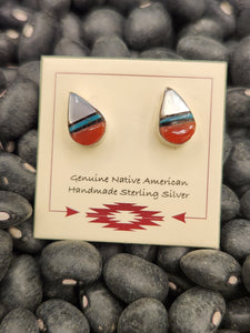 TEARDROP MINI POST INLAY EARRINGS  - ZUNI