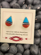 Load image into Gallery viewer, TEARDROP MINI POST INLAY EARRINGS  - ZUNI
