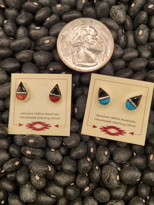 TEARDROP MINI POST INLAY EARRINGS  - ZUNI