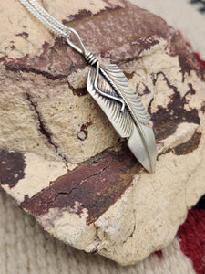 STERLING SILVER FEATHER PENDANT- CHRIS CHARLEY