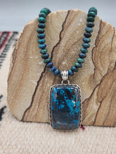 Load image into Gallery viewer, CHRYSOCOLLA NECKLACE &amp; EARRINGS - RECTANGLE
