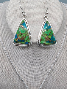 GREEN COPPER TURQUOISE PENDANT & EARRING SET