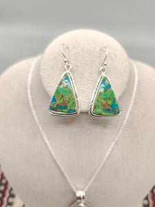 GREEN COPPER TURQUOISE PENDANT & EARRING SET