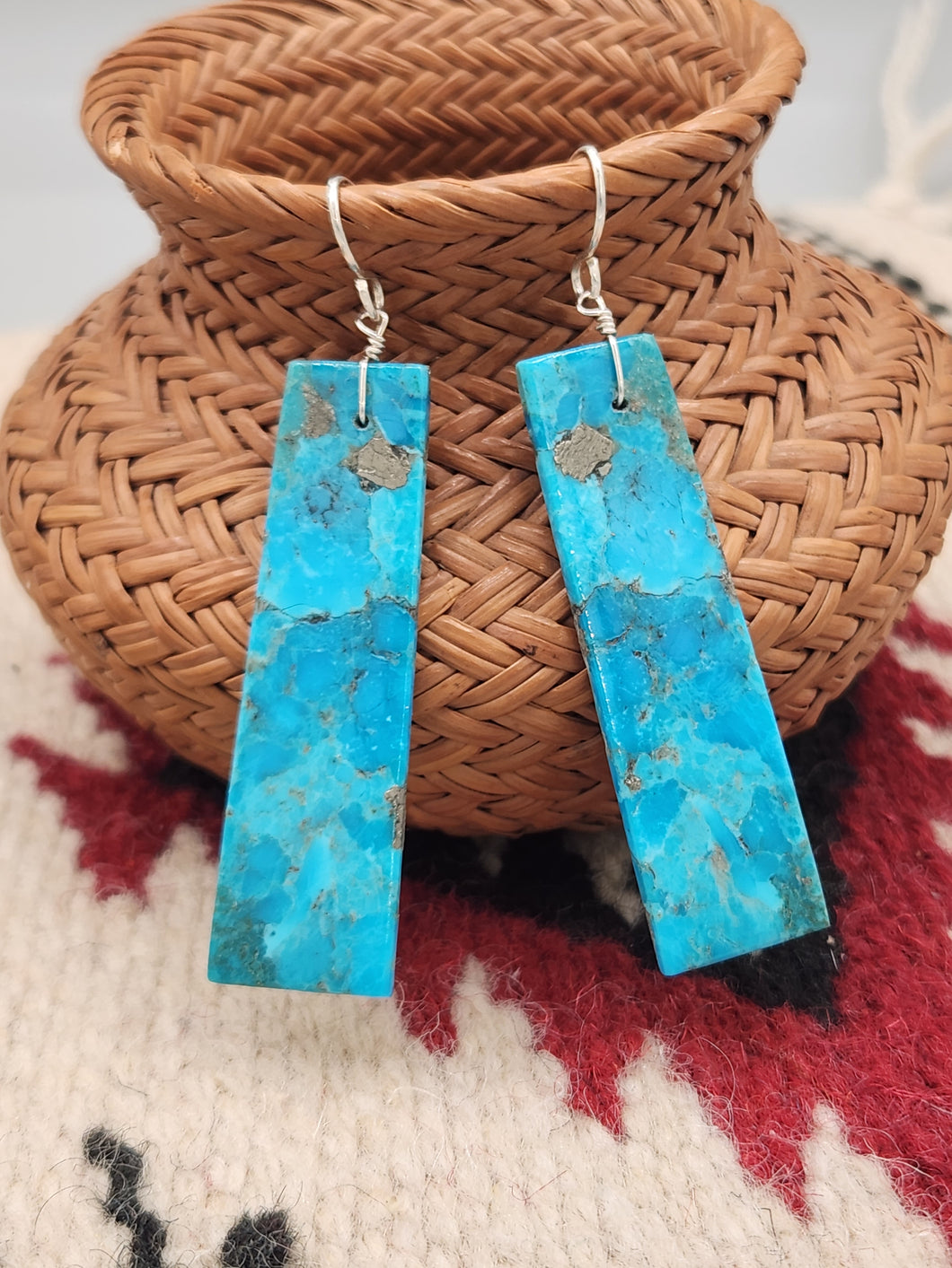 TURQUOISE PADDLE LONG EARRINGS - MARCELLA CASTILLO