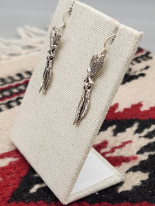 EAGLE WITH 2 FEATHERS EARRINGS - STERLING SILVER