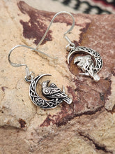 Load image into Gallery viewer, RAVEN CELTIC MOON EARRINGS- STERLING SILVER
