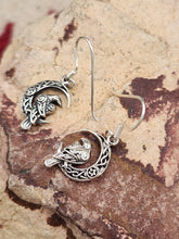 Load image into Gallery viewer, RAVEN CELTIC MOON EARRINGS- STERLING SILVER
