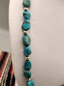 TURQUOISE BEADED NECKLACE  - 20"