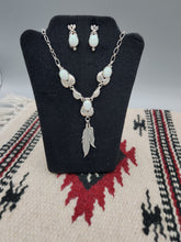 Load image into Gallery viewer, 3 STONE WHITE OPAL NECKLACE &amp; EARRING SET - VERLEY P. BETONE
