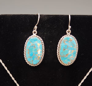 BLUE COPPER TURQUOISE NECKLACE AND EARRING SET