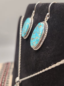 BLUE COPPER TURQUOISE NECKLACE AND EARRING SET