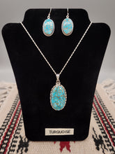 Load image into Gallery viewer, BLUE COPPER TURQUOISE NECKLACE AND EARRING SET
