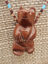 Load image into Gallery viewer, PIPESTONE BEAR FETISH NECKLACE - ZUNI
