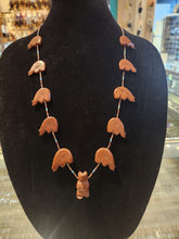 Load image into Gallery viewer, PIPESTONE BEAR FETISH NECKLACE - ZUNI
