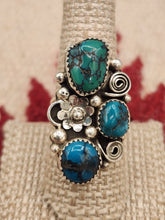 Load image into Gallery viewer, 3 STONE TURQUOISE RING - SIZE 8.5 - SHIRLEY LARGO
