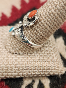 TURQUOISE & CORAL ADJUSTABLE WRAP RING - ETTA BELIN