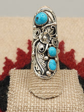 Load image into Gallery viewer, EX LARGE 3 STONE TURQUOISE RING - SIZE 7 - ANNIE CHAPO
