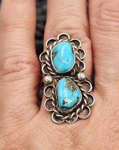 2 STONE TURQUOISE RING - SIZE 6 - NAVAJO