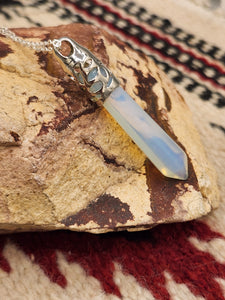 OPALITE CRYSTAL POINT NECKLACE- 24"