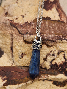 LAPIS CRYSTAL POINT NECKLACE - 24"