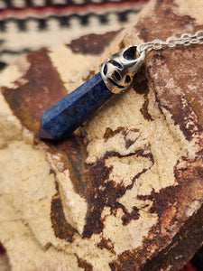 LAPIS CRYSTAL POINT NECKLACE - 24"
